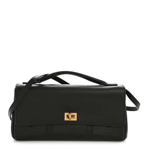 Smooth Calfskin Small Bel Air Clutch On Strap Black Black