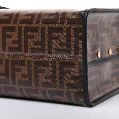 Fendi Glazed Fabric Vitello Century FF 1974 Stamp Patch Mini Peekaboo Defender Cover Mogano Panna Black 7 of 15