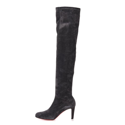 Christian Louboutin Veau Velours Alta Top 70 Over The Knee Boots 37 Fusian 1 of 8
