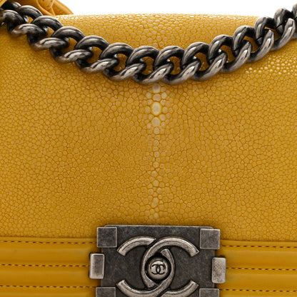 Chanel Galuchat Stingray Small Boy Flap Yellow 8 of 12