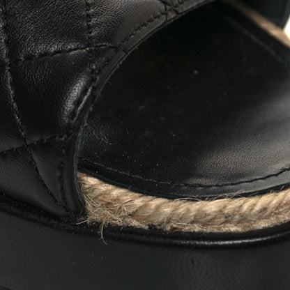 Chanel Lambskin Quilted CC Espadrille Slip On Sandals 38 Black 8 of 10