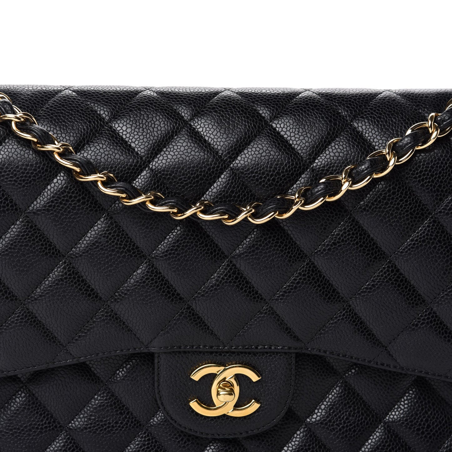 Caviar Quilted Jumbo Double Flap Black
