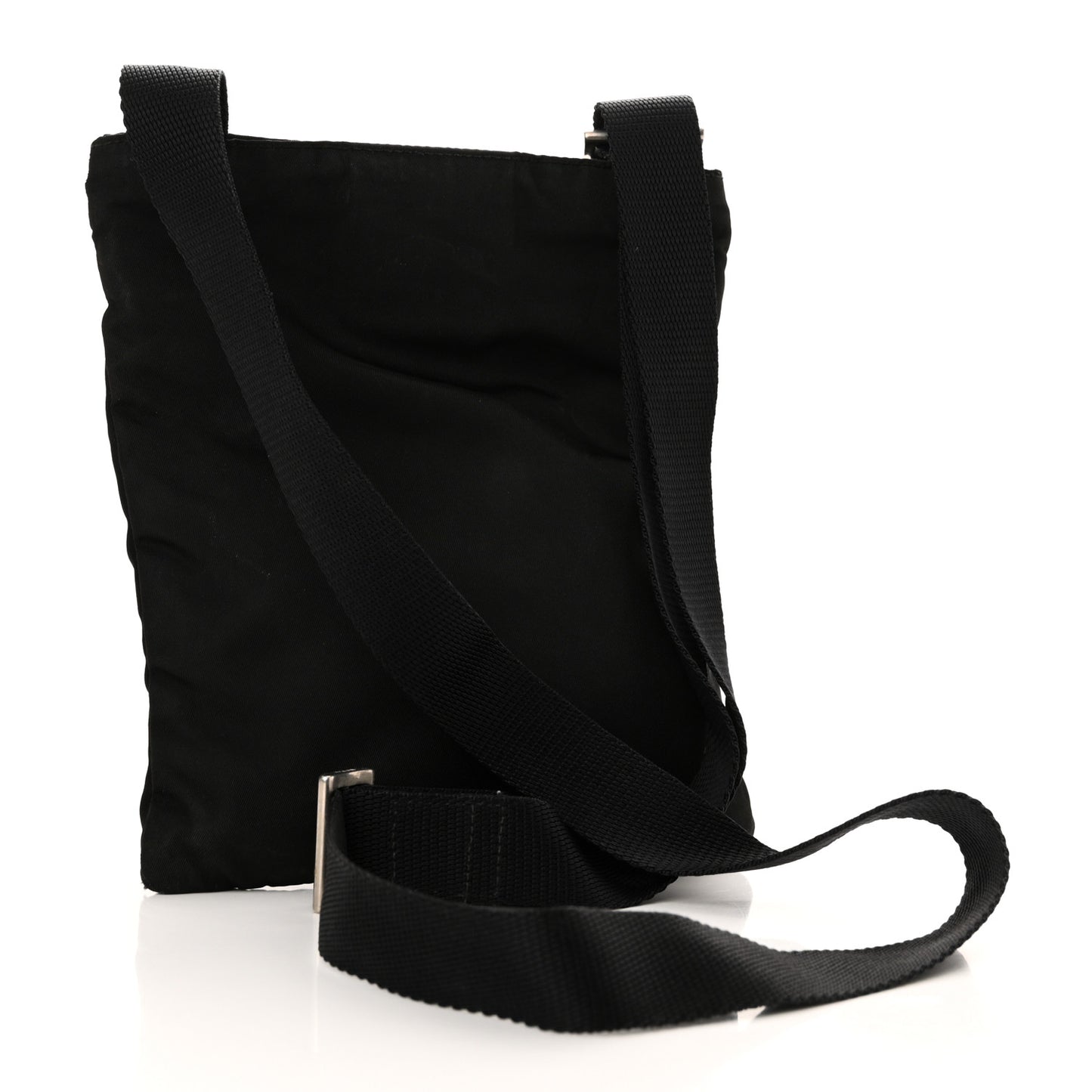 Nylon Flat Messenger Bag Black