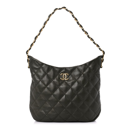 Chanel Lambskin Quilted Large Hobo Green 1 of 9