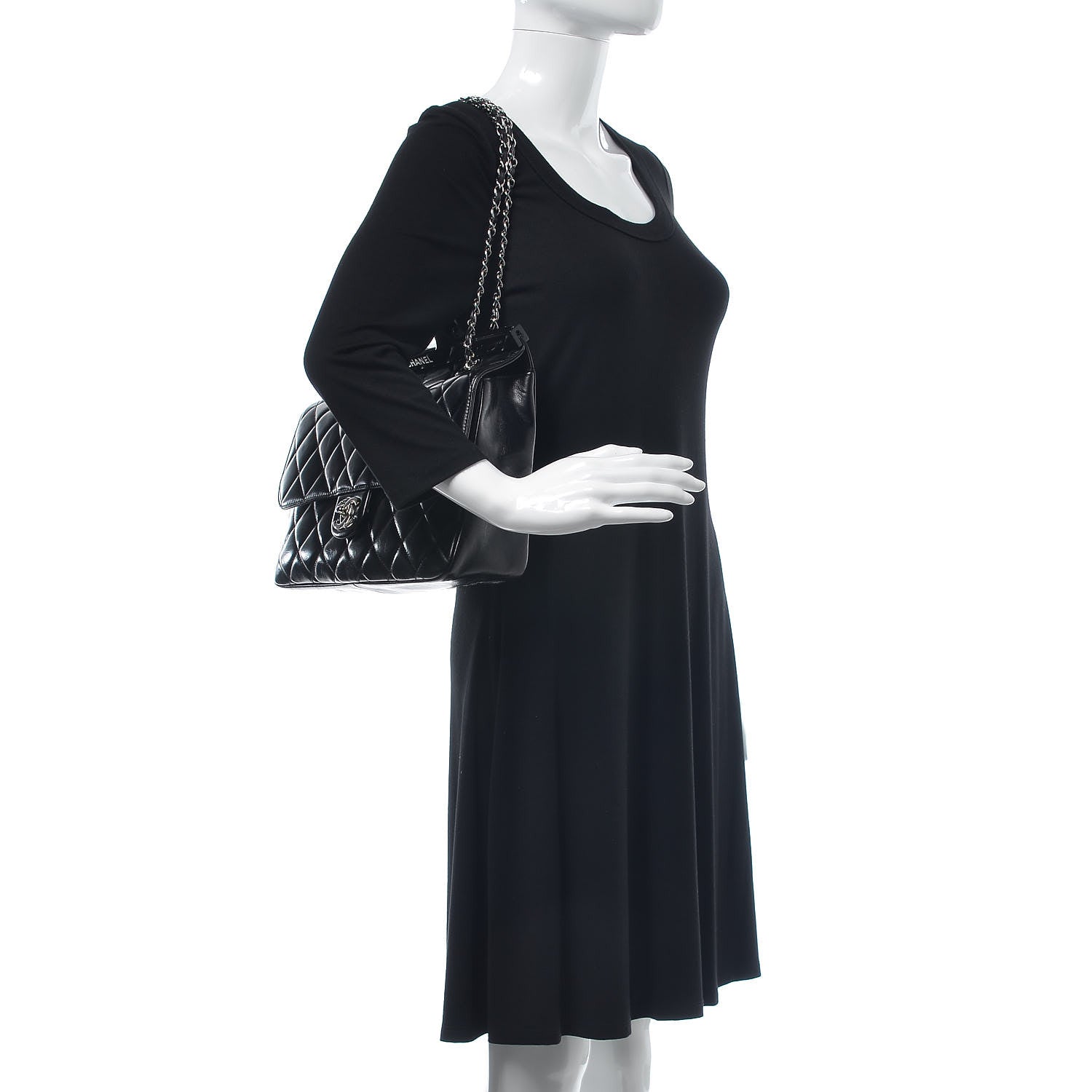 Chanel Glazed Calfskin Quilted Small CC Delivery Tote Black 2 of 8