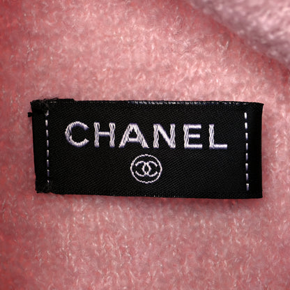 Chanel Cashmere Silk CC Beanie Hat Pink Black 4 of 5