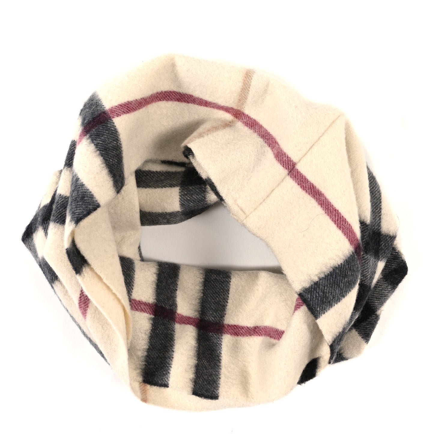Cashmere Check Snood Scarf Ivory
