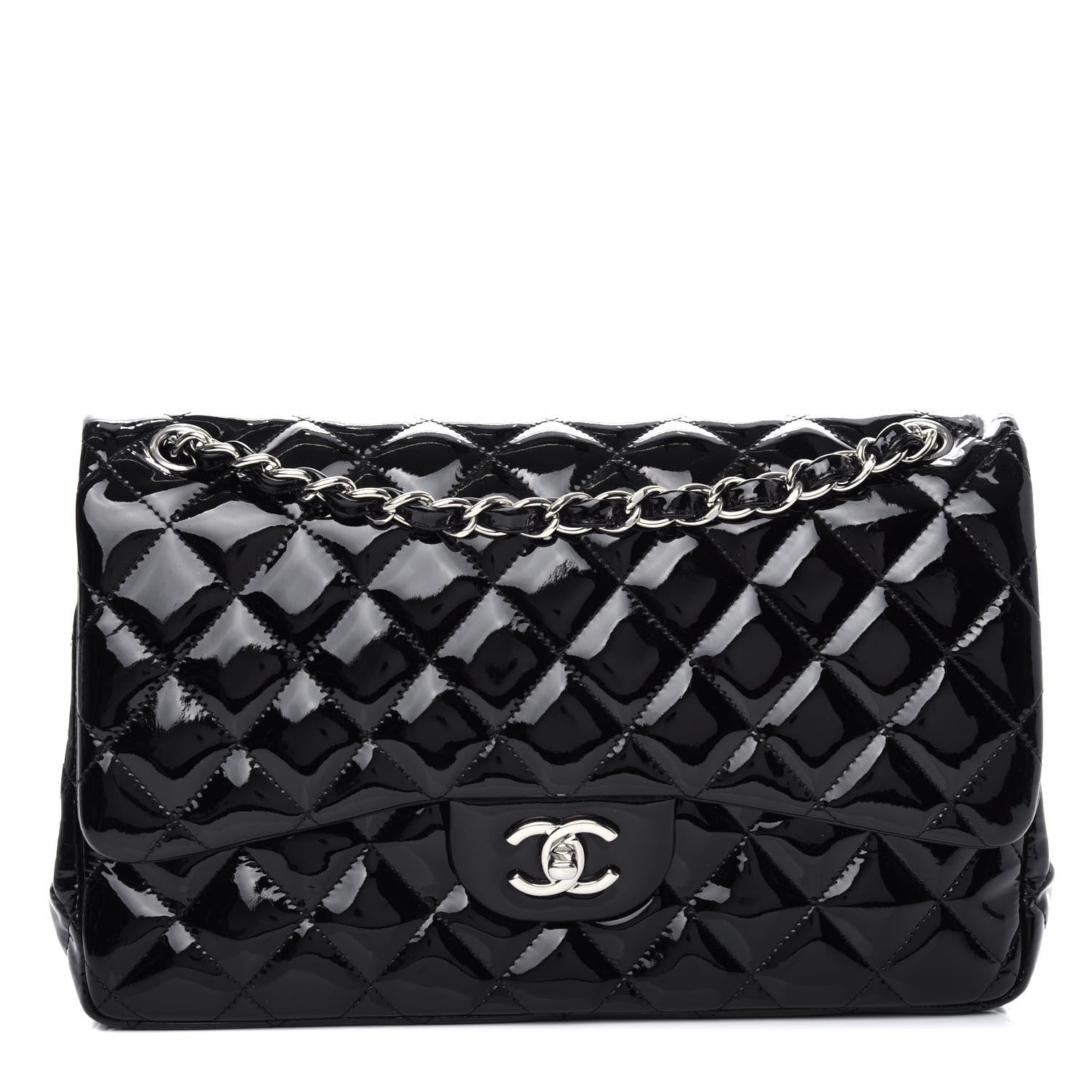 Chanel Patent Quilted Jumbo Double Flap Black 1 of 10