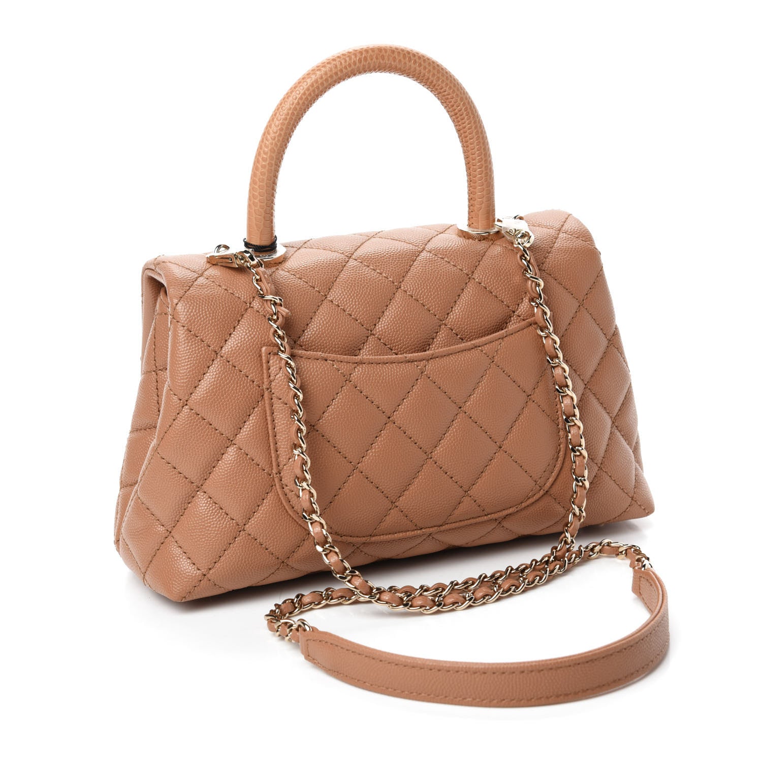 Chanel Caviar Quilted Lizard Embossed Mini Coco Handle Flap Brown 3 of 10