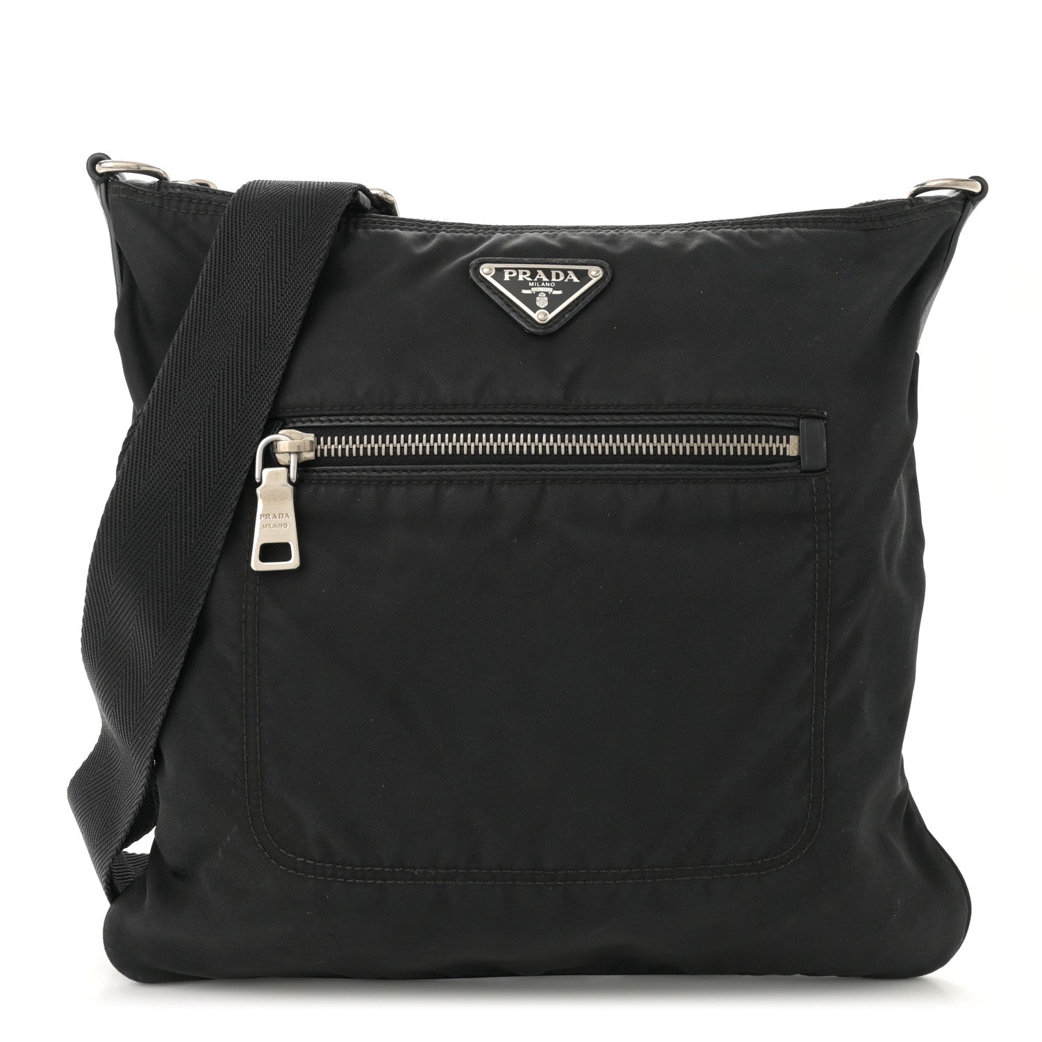 Prada Nylon Flat Messenger Bag Black 1 of 14