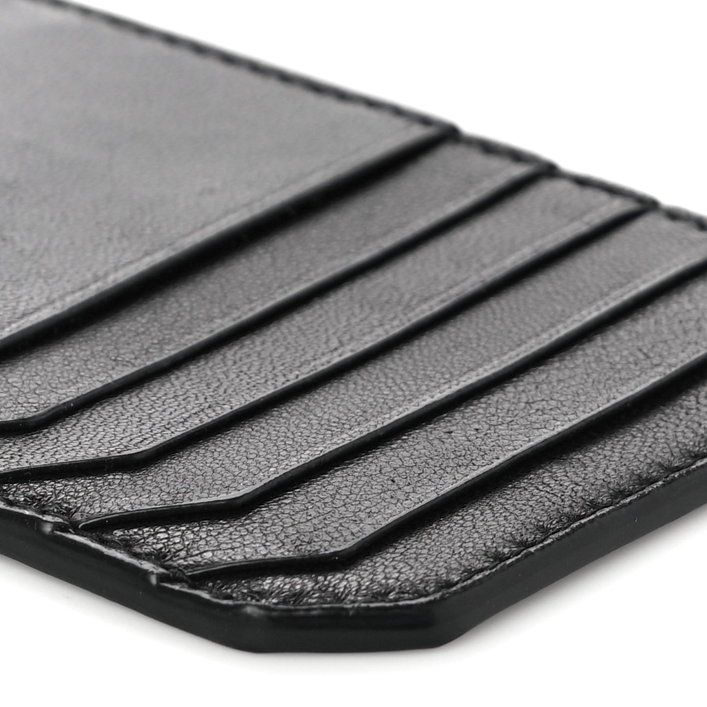 Calfskin 5 Fragments Zip Pouch Card Holder Black