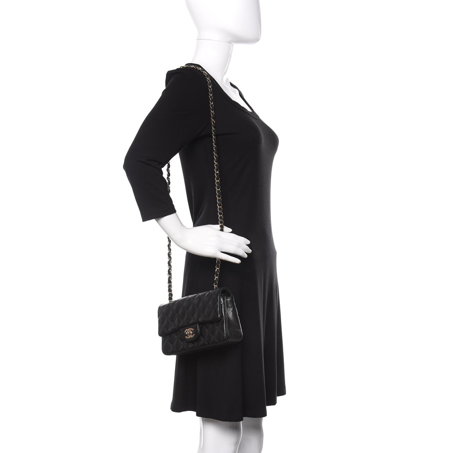 Caviar Quilted Mini Rectangular Flap Black