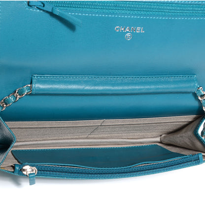 Chanel Caviar Sevruga Wallet on Chain WOC Turquoise 5 of 8