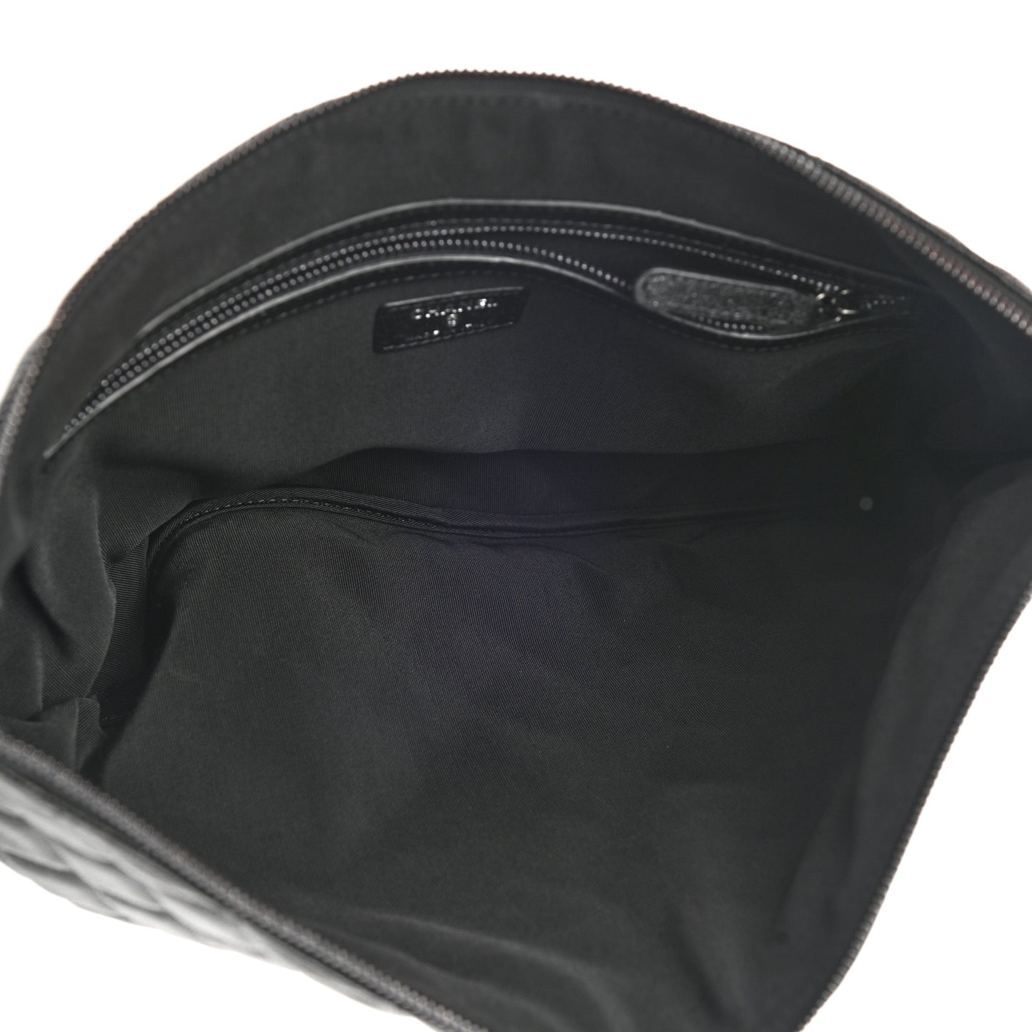 Iridescent Caviar Quilted Large Cosmetic Case Black