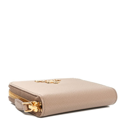 Prada Saffiano Metal Zip Coin Purse Cammeo 4 of 8