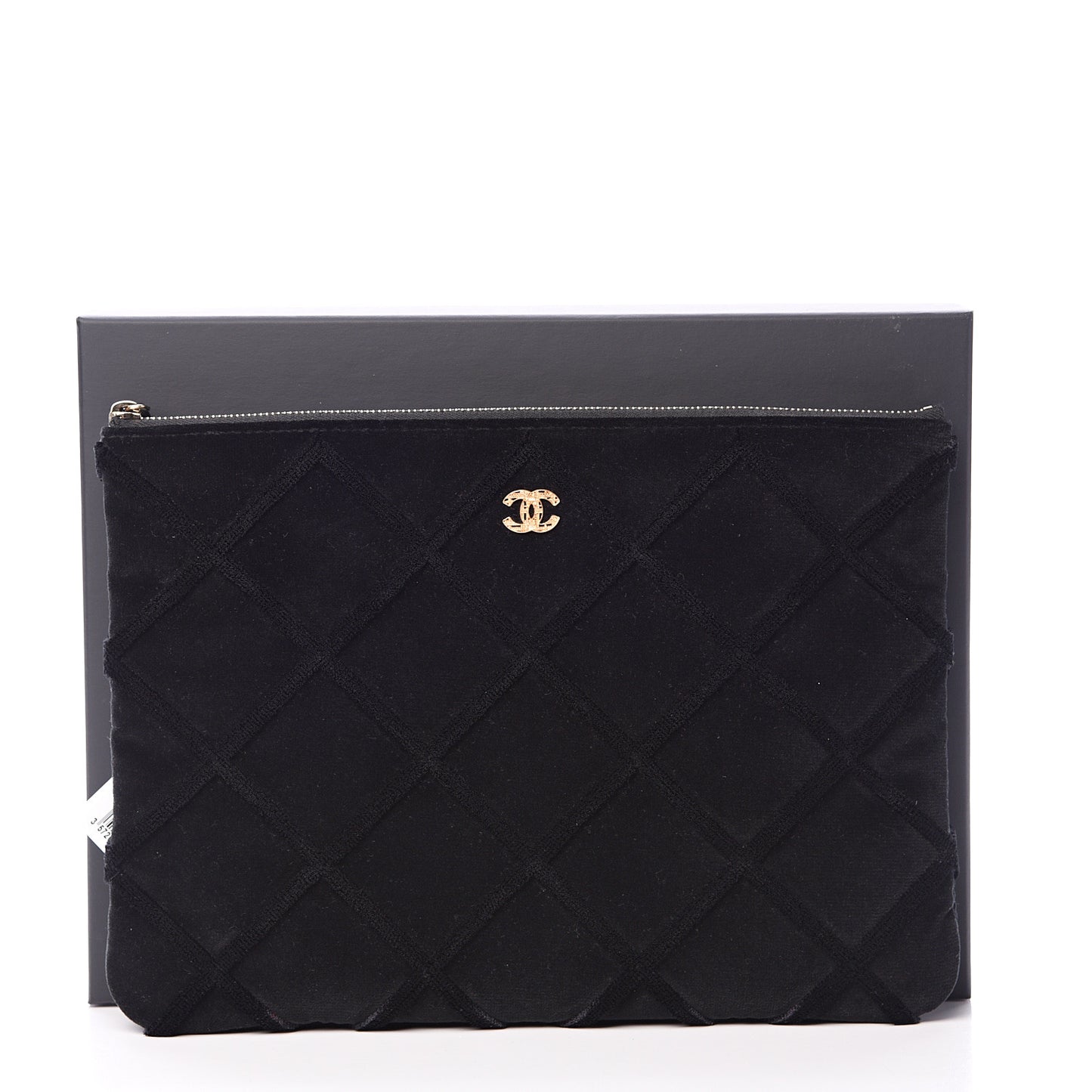 Velvet Quilted Medium Cosmetic Case Black
