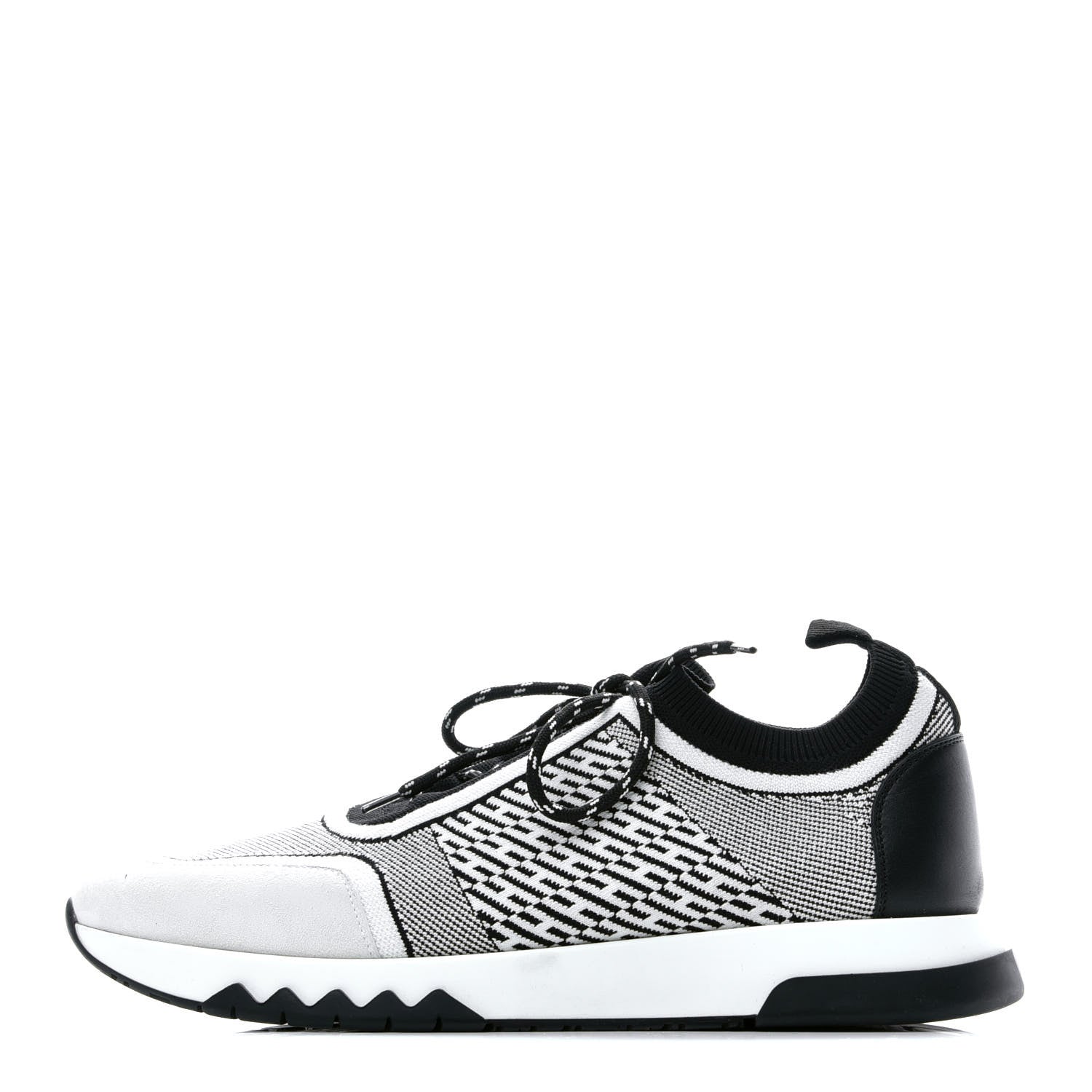 Hermes Knit Bi-Color Womens Addict Sneakers 40 Black White 1 of 8