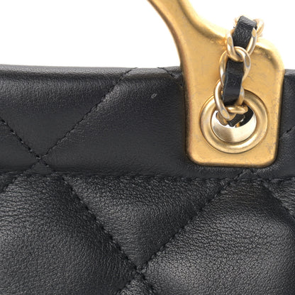 Chanel Calfskin Quilted Lady Handle Flap Card Holder With Chain Black 10 of 10