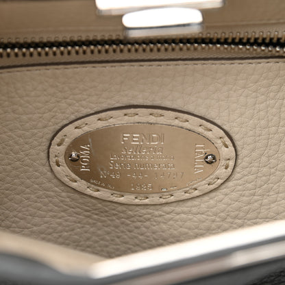 Fendi Cuoio Romano Selleria Bi-Color Medium Peekaboo Iconic Satchel Asfalto Latte 5 of 6
