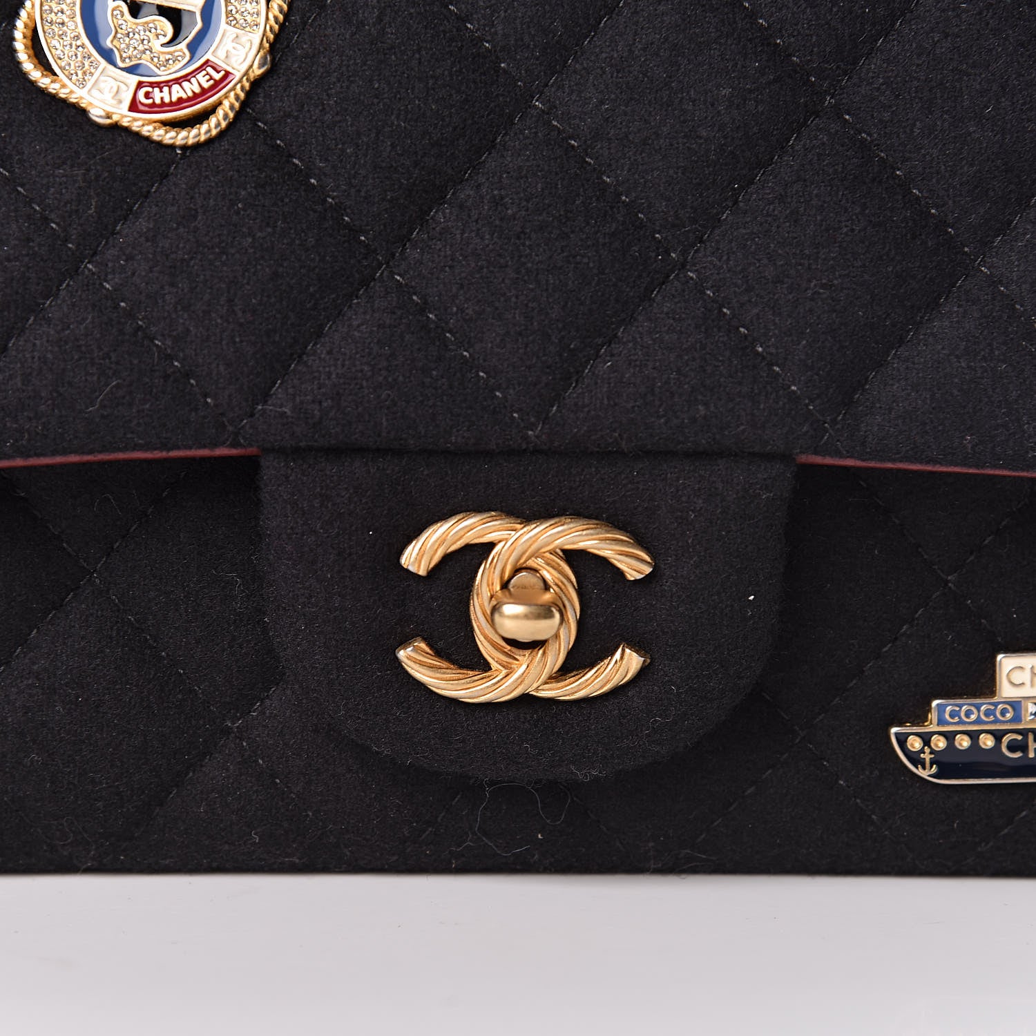 Chanel Felt Quilted Paris-Hamburg Charms Mini Rectangular Flap Black 8 of 12