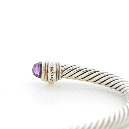 David Yurman Sterling Silver 14K Yellow Gold Amethyst 5mm Cable Classics Bracelet 5 of 5