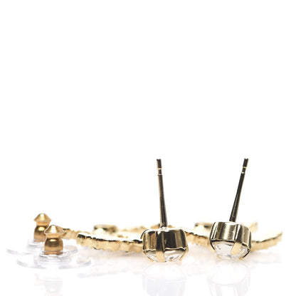 Chanel Resin Crystal Pearl CC Drop Earrings Gold Black 3 of 4