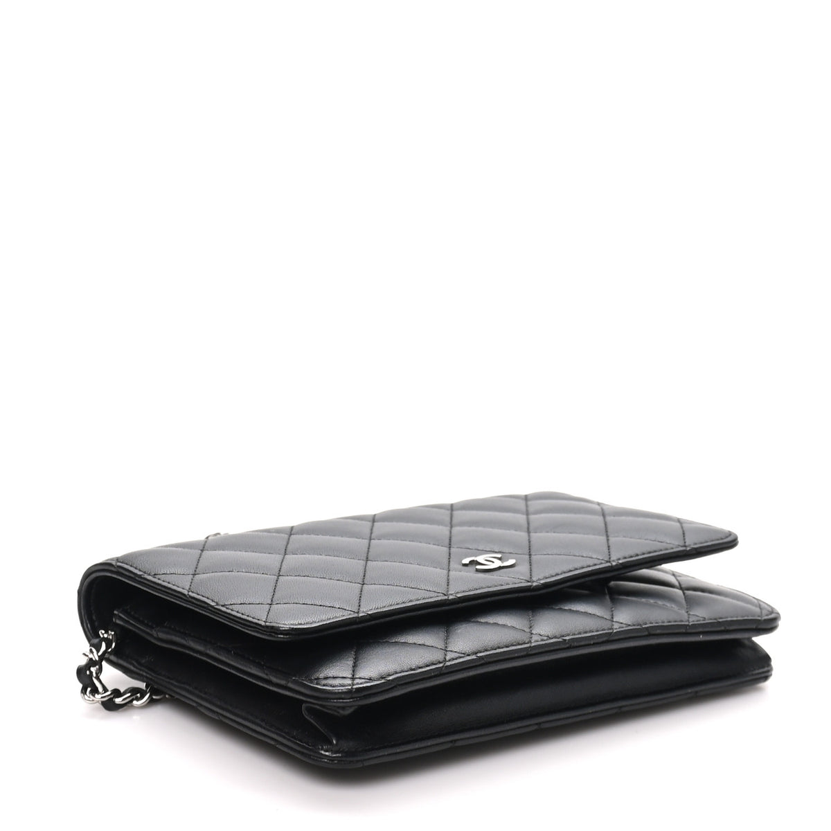 Lambskin Quilted Wallet On Chain WOC Black