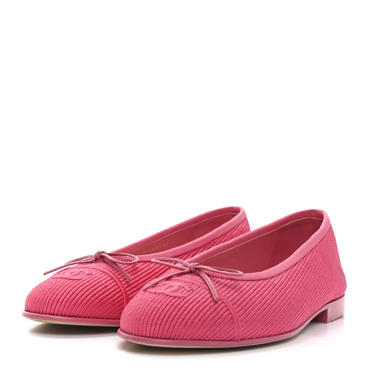 Embroidered Fabric Cap Toe CC Ballerina Flats 39 Dark Pink