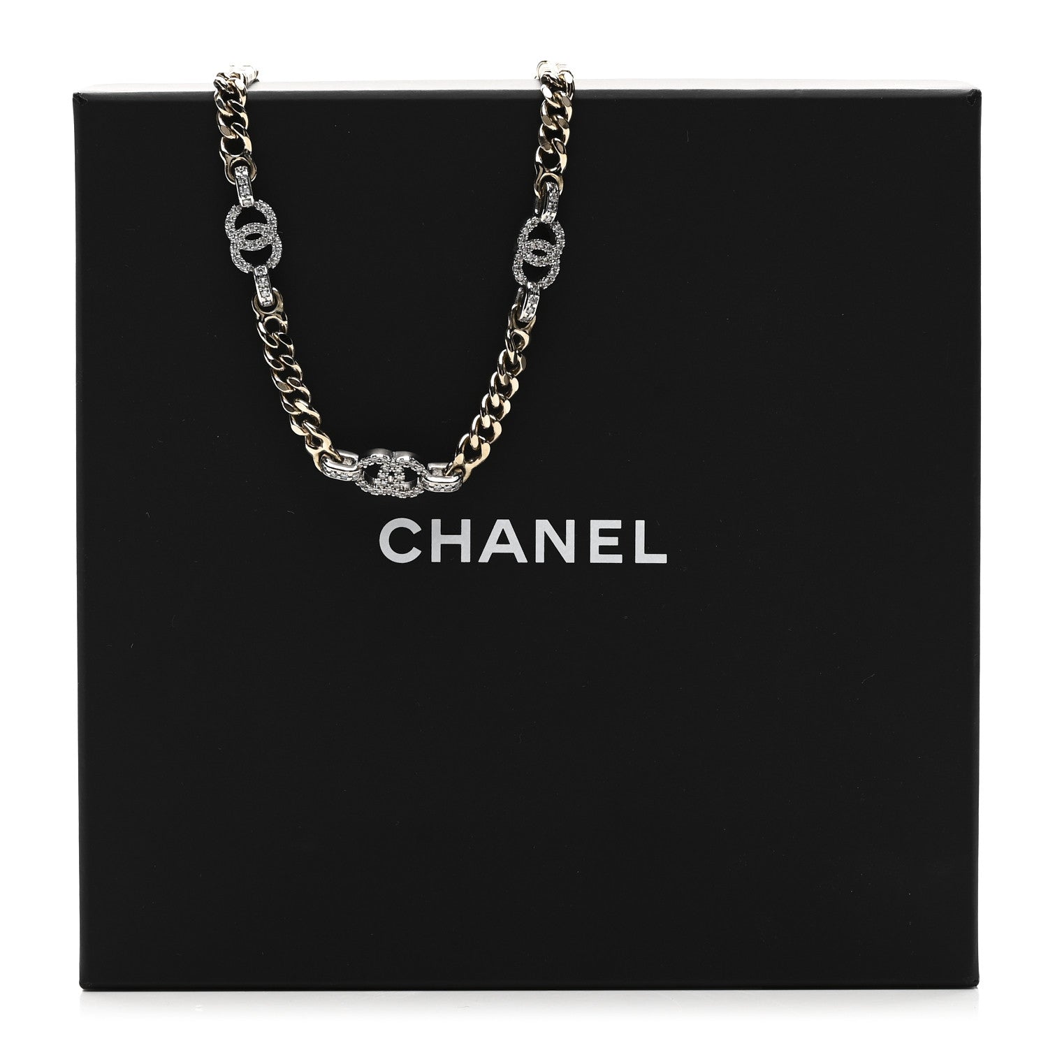 Chanel Crystal CC Chain Links Choker Necklace Gold 6 of 6