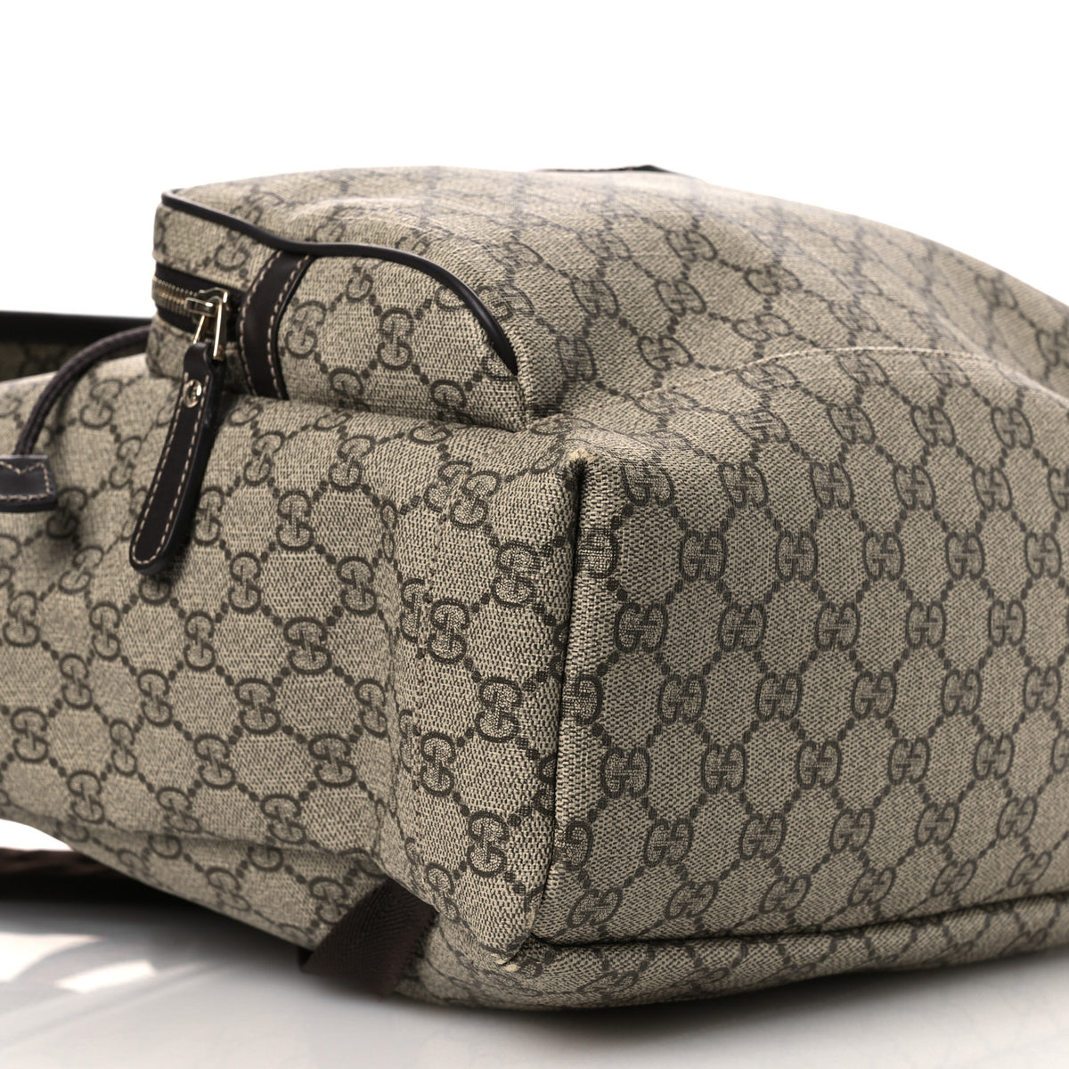 Gucci GG Supreme Monogram Medium Single Buckle Rucksack Backpack Beige Ebony Brown 9 of 17
