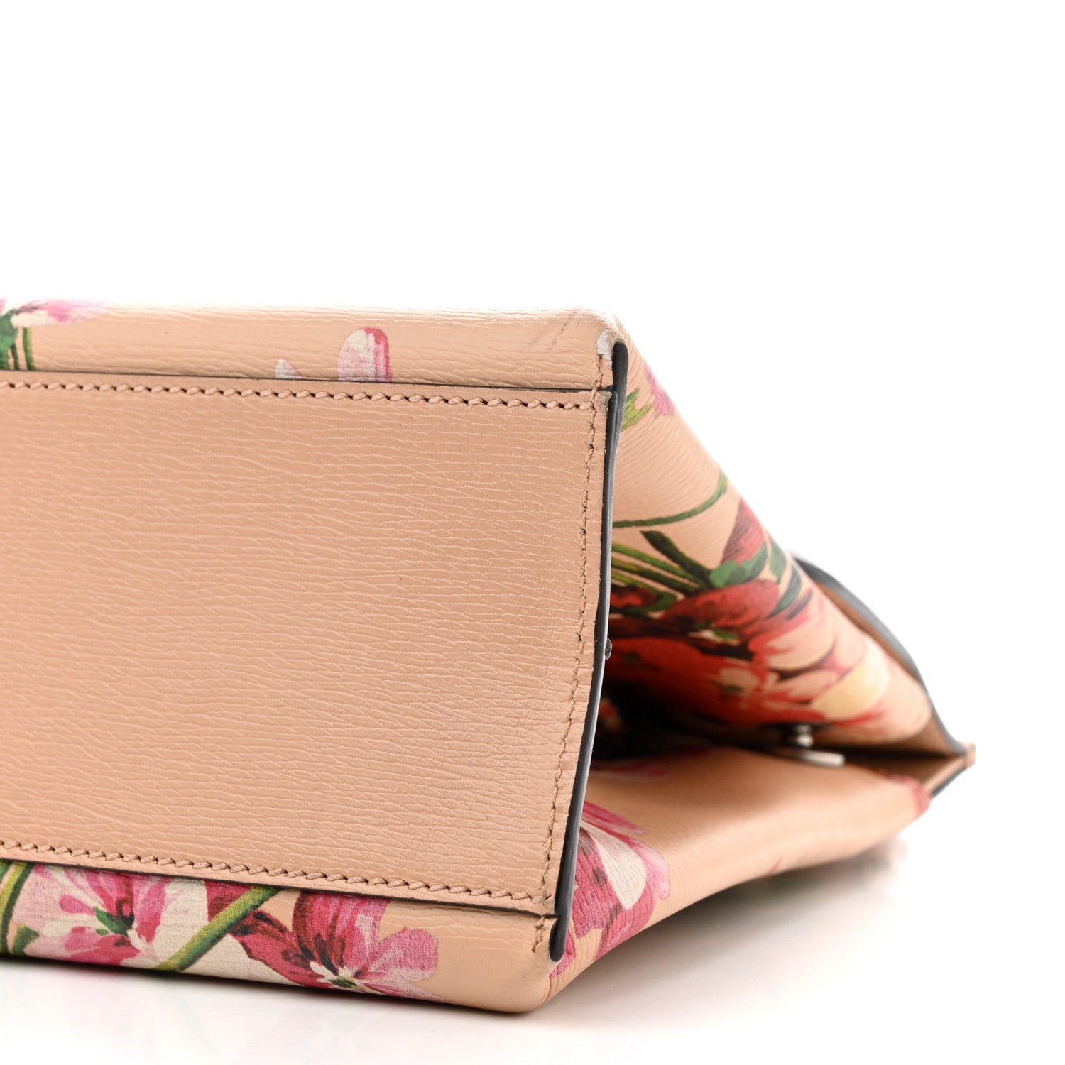 Gucci Shangai Calfskin Blooms Print Small Bamboo Daily Top Handle Bag Pink Apricot Multicolor 9 of 19