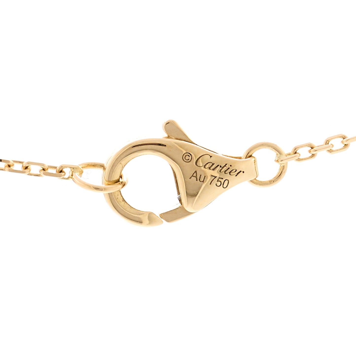 18K Yellow Gold Diamond Mother of Pearl XS Amulette de Cartier Pendant Necklace