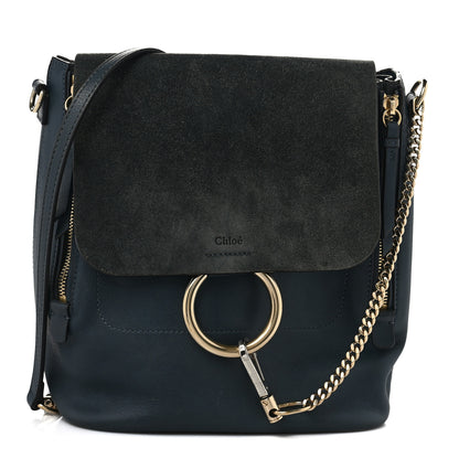 Chloe Suede Calfskin Small Faye Backpack Silver Blue 1 of 13
