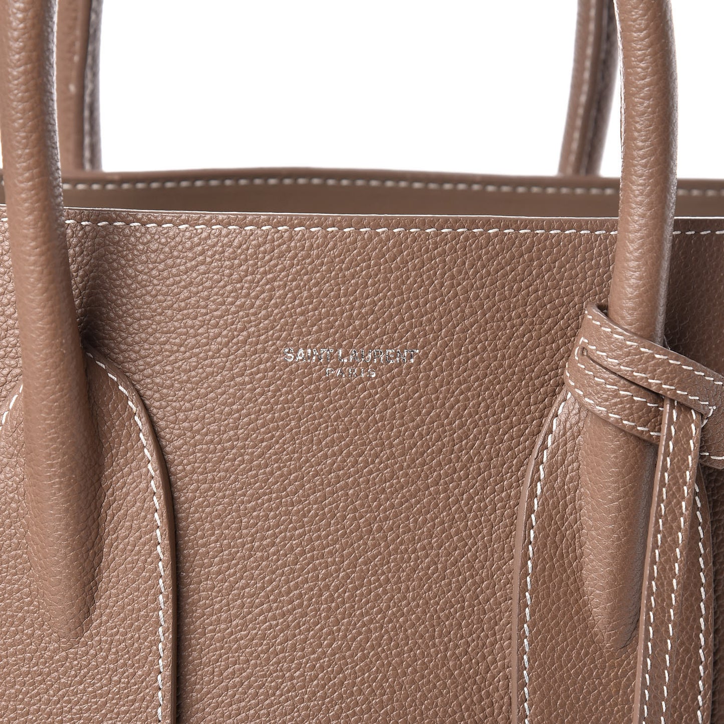 Grained Calfskin Topstitch Small Classic Sac De Jour Taupe