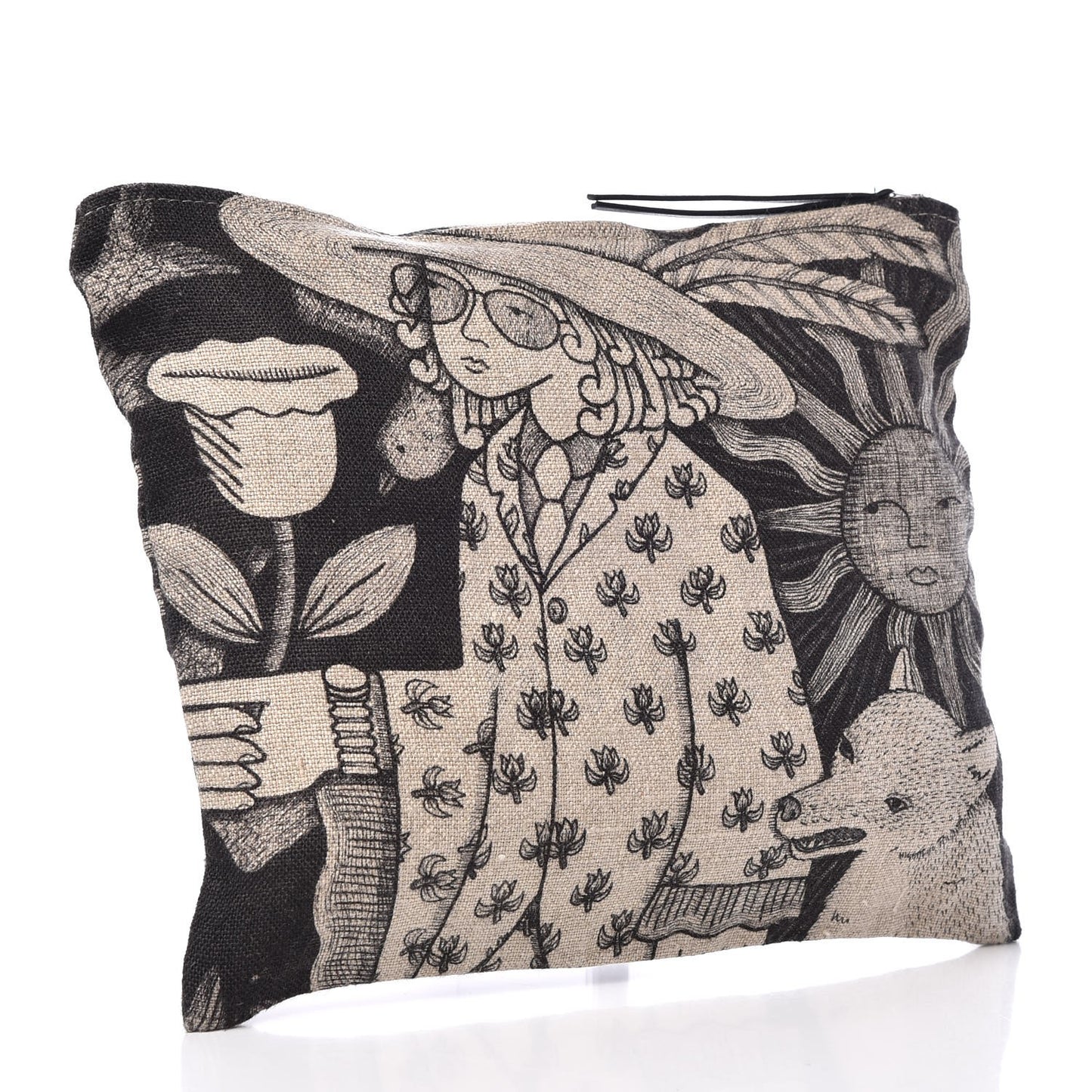 X JAYDE FISH Linen Garden Zip Pouch