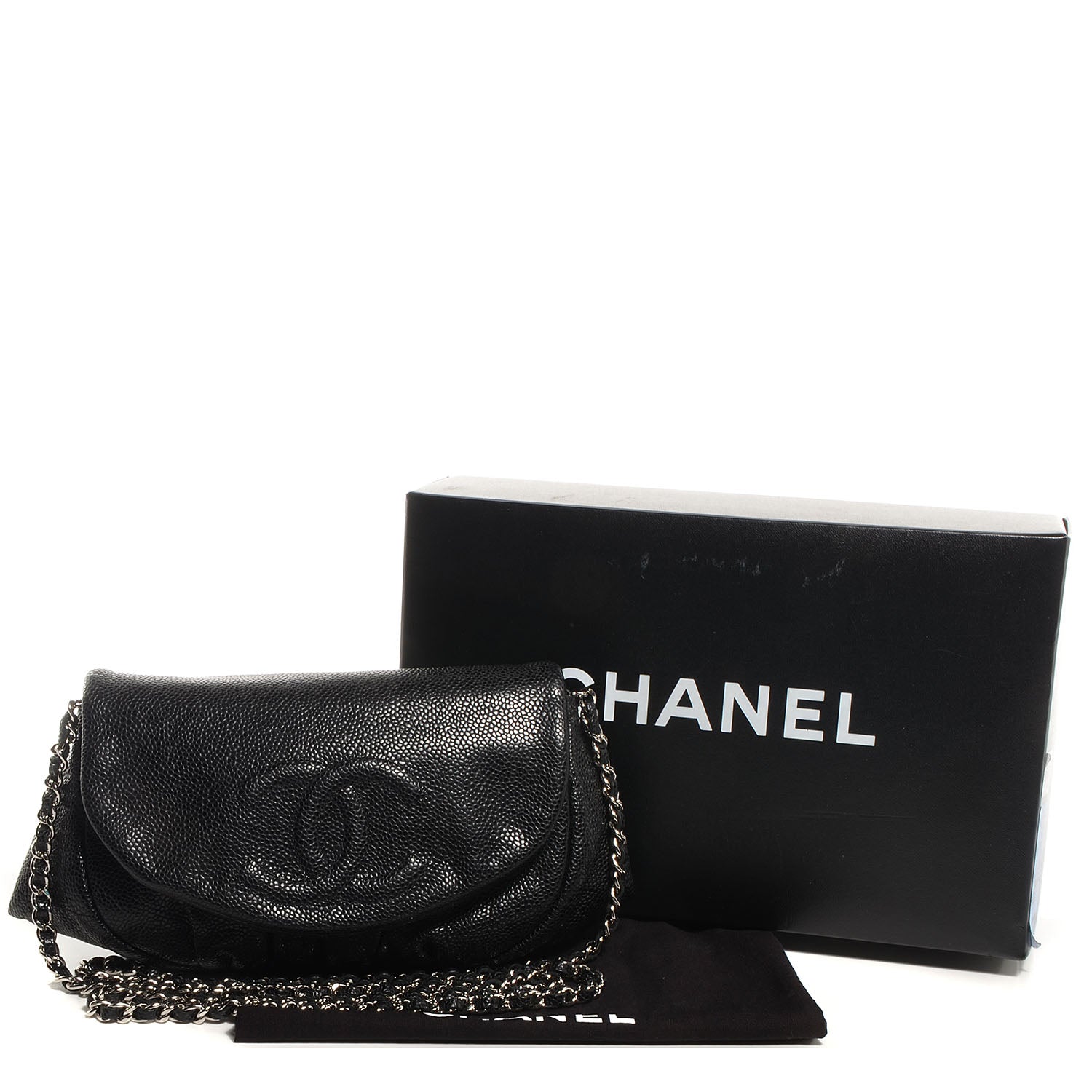 Chanel Caviar Half Moon Wallet On Chain WOC Black 5 of 9