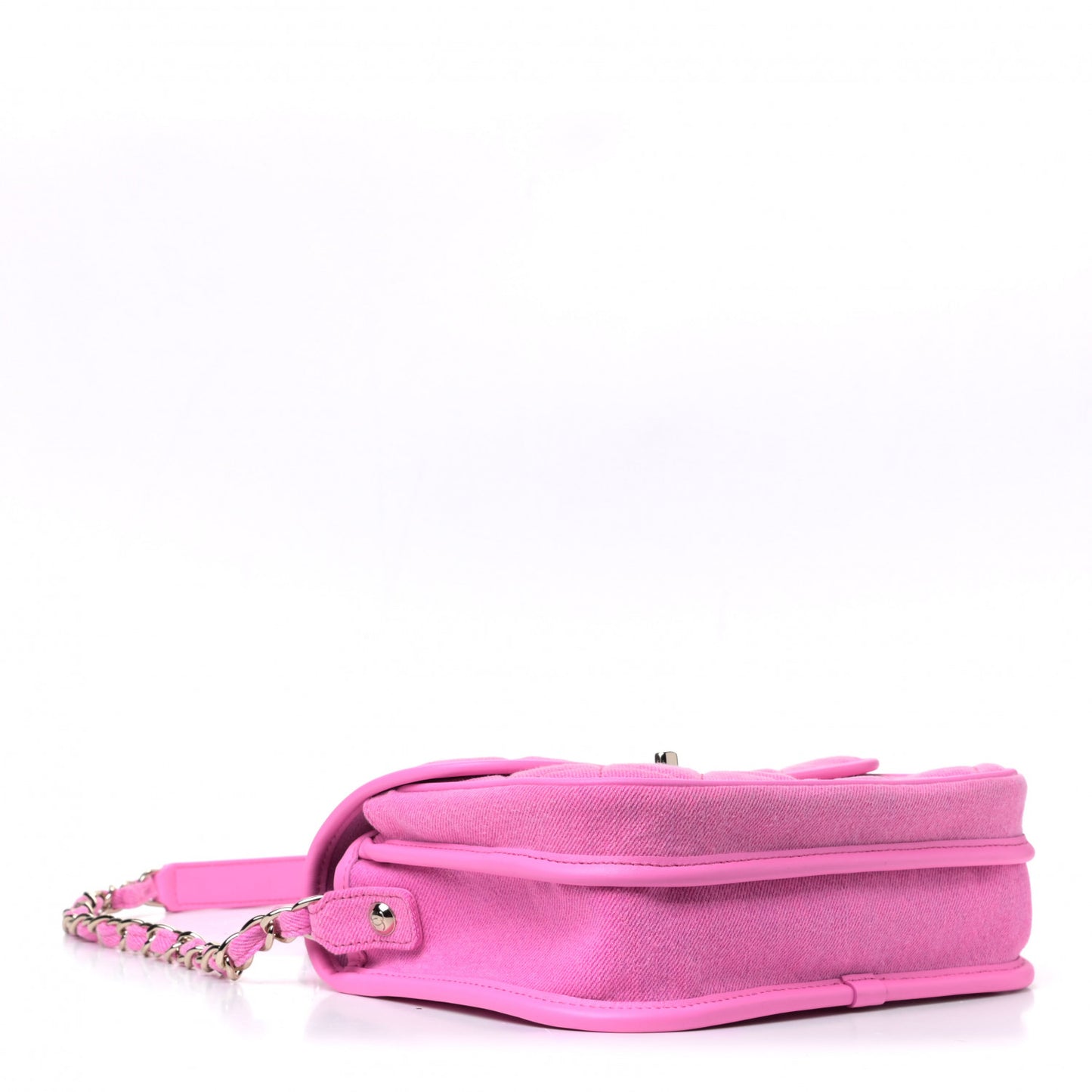 Denim Quilted Small Messenger Flap Neon Pink