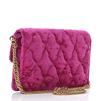 Balenciaga Crushed Velvet Crystal Mattress Quilted BB Wallet On Chain Fuchsia 3 of 9