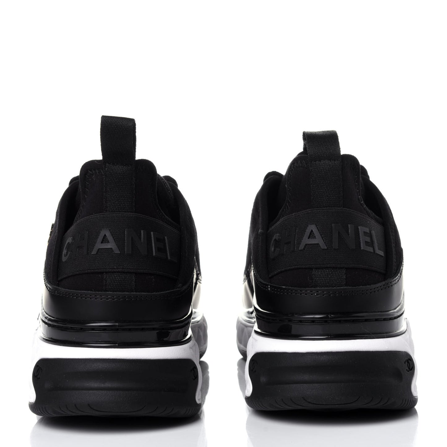 Velvet Calfskin Mixed Fibers CC Sneakers 38.5 Black