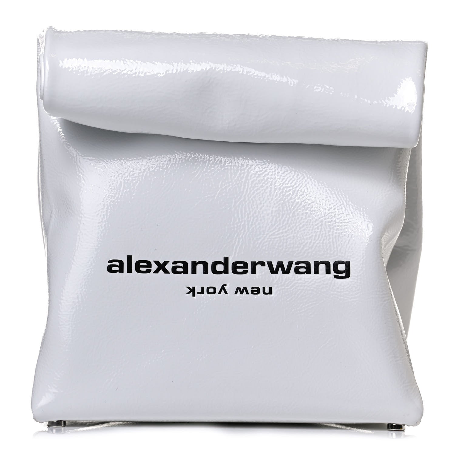 Alexander Wang Patent Lunch Bag Foldover Clutch White 1 of 11