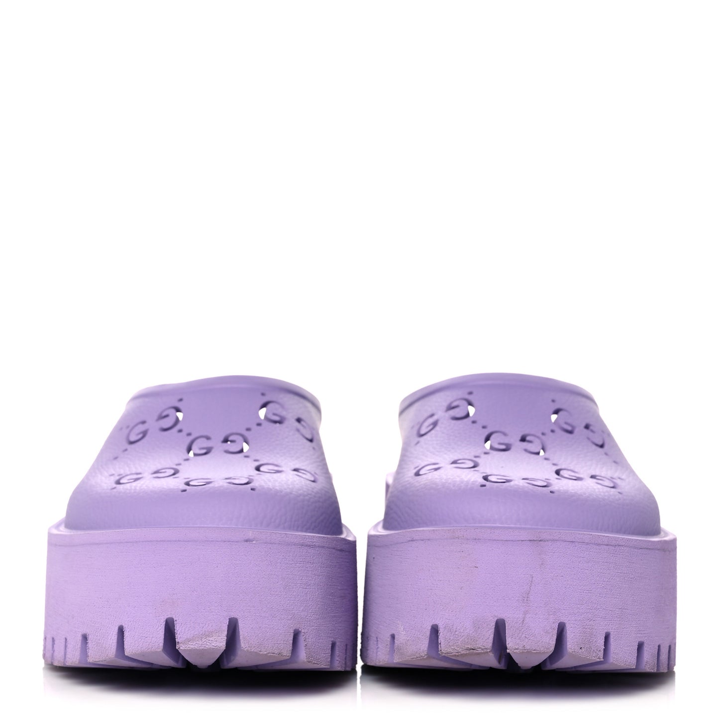 Rubber GG Monogram Perforated Elea Platform 55mm Lug Sole Sandals 40 Lapis