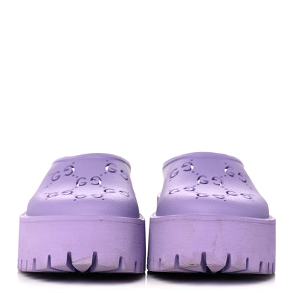 Gucci Rubber GG Monogram Perforated Elea Platform 55mm Lug Sole Sandals 40 Lapis 2 of 11