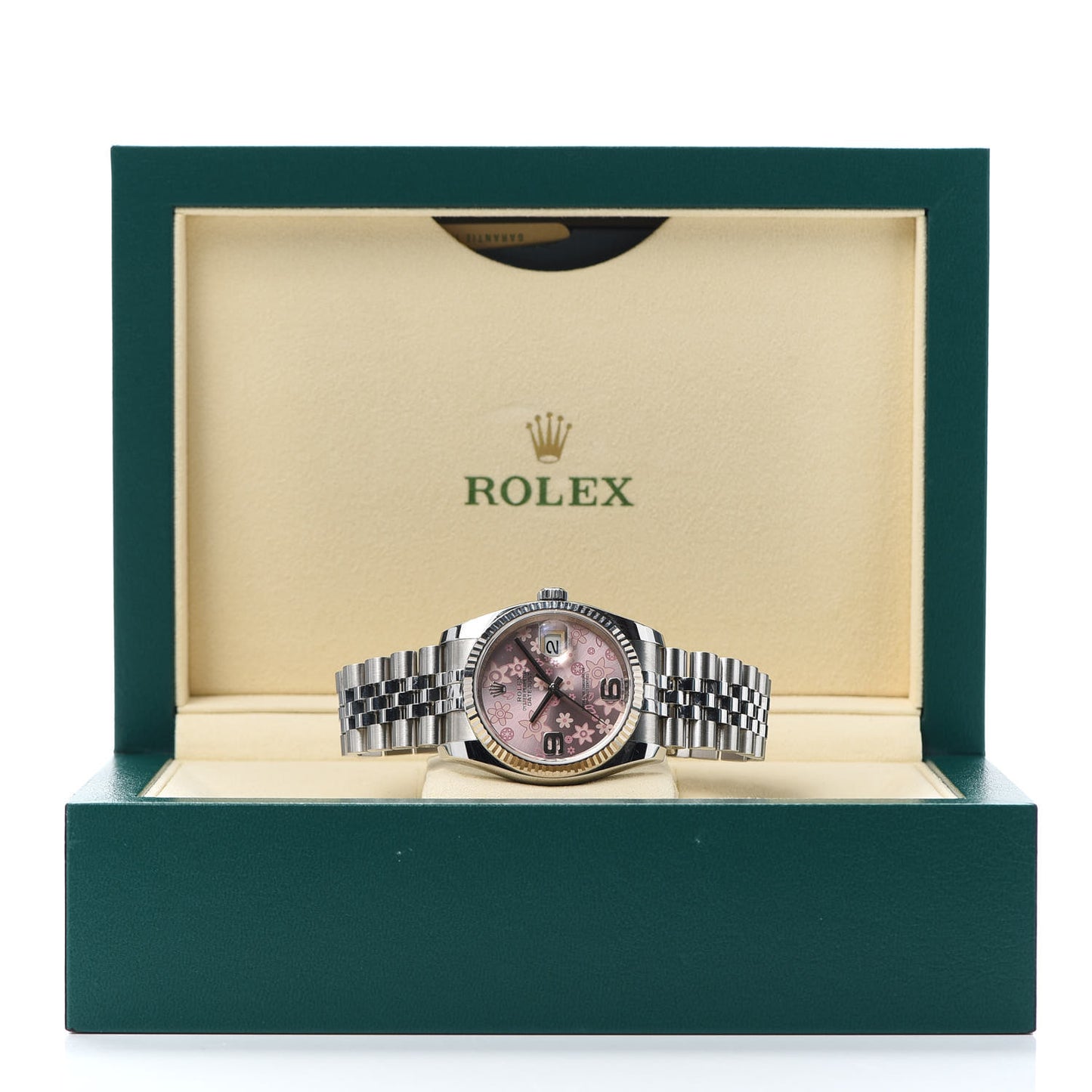 Stainless Steel 18K White Gold 36mm Oyster Perpetual Datejust Watch Pink Flowers 116234