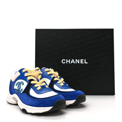 Chanel Nylon Lambskin Suede CC Womens Sneakers 35 Blue White Black 7 of 7