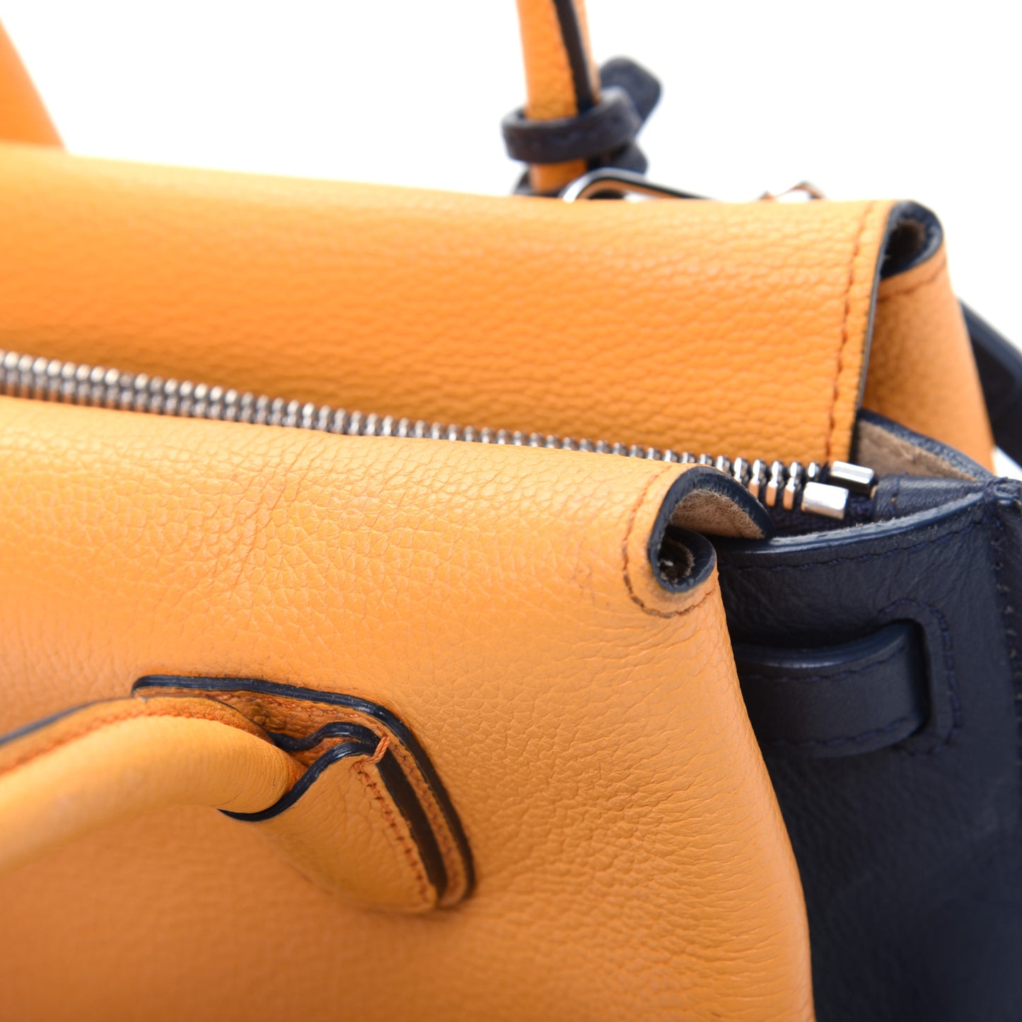 Grained Calfskin Bi-Color Mini Milla Tote Yellow Black