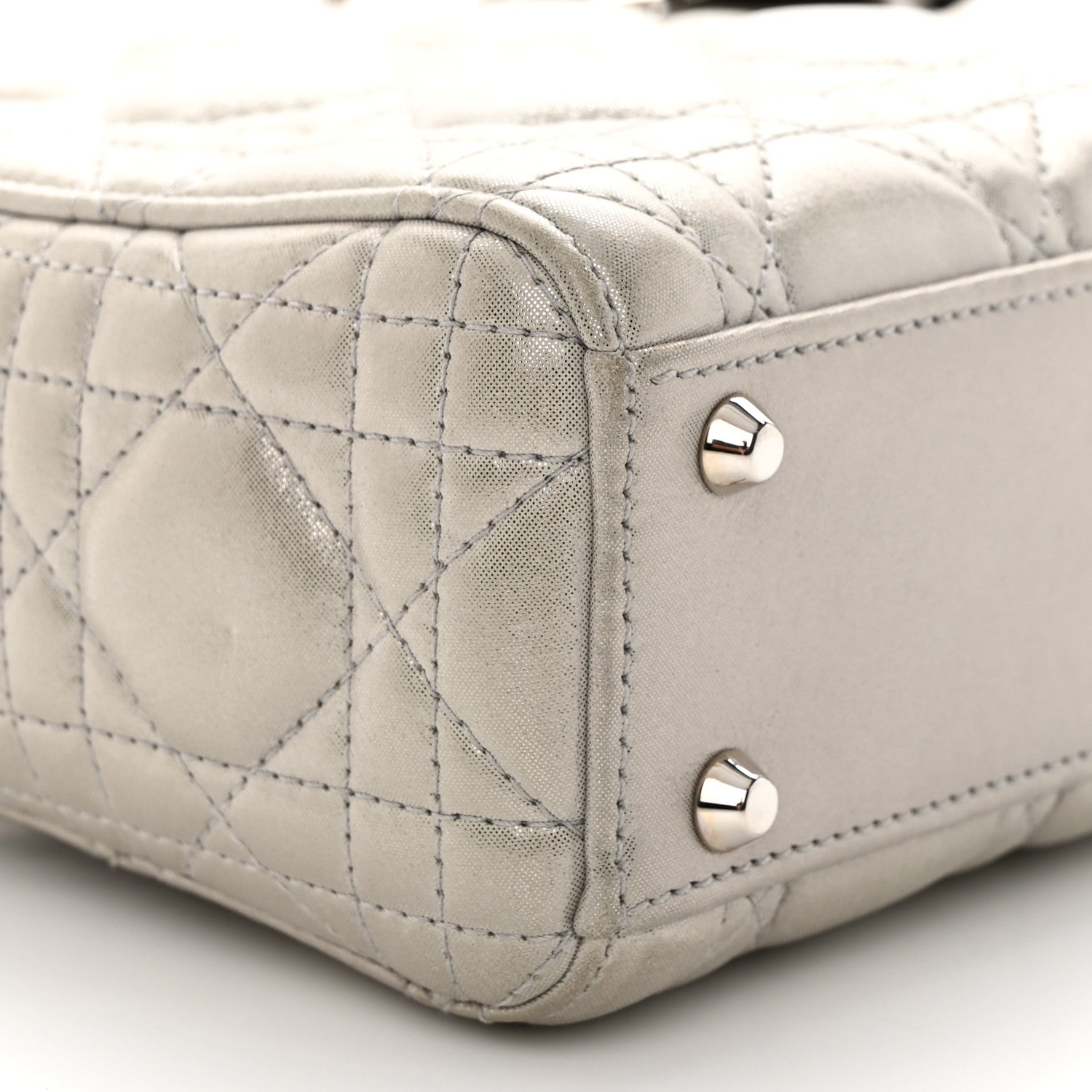 Christian Dior Metallic Nubuck Cannage Mini Lady Dior Silver 9 of 12