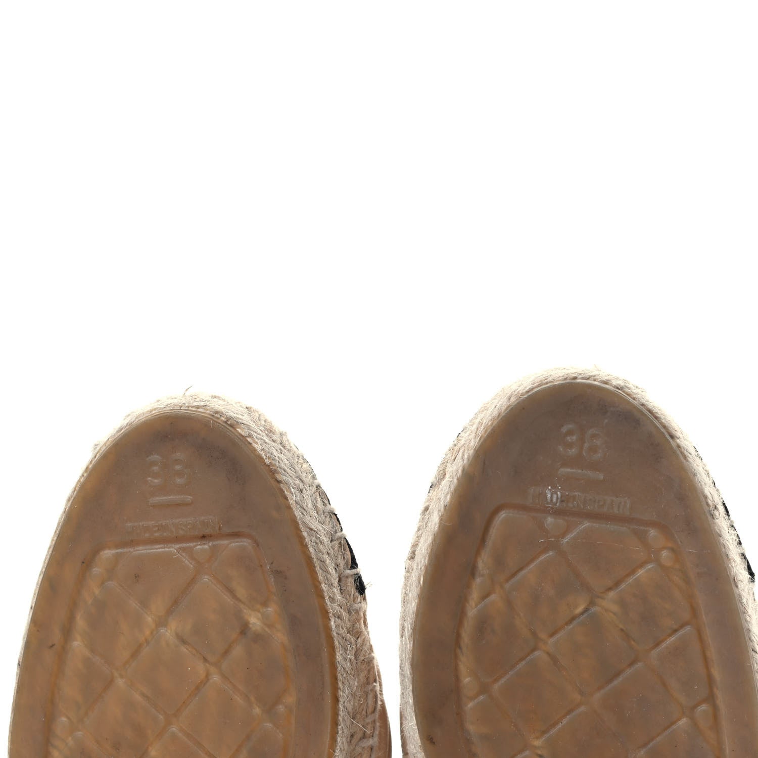 Chanel Lambskin Grosgrain Quilted CC Chain Espadrille Mules 38 Beige Black 6 of 8