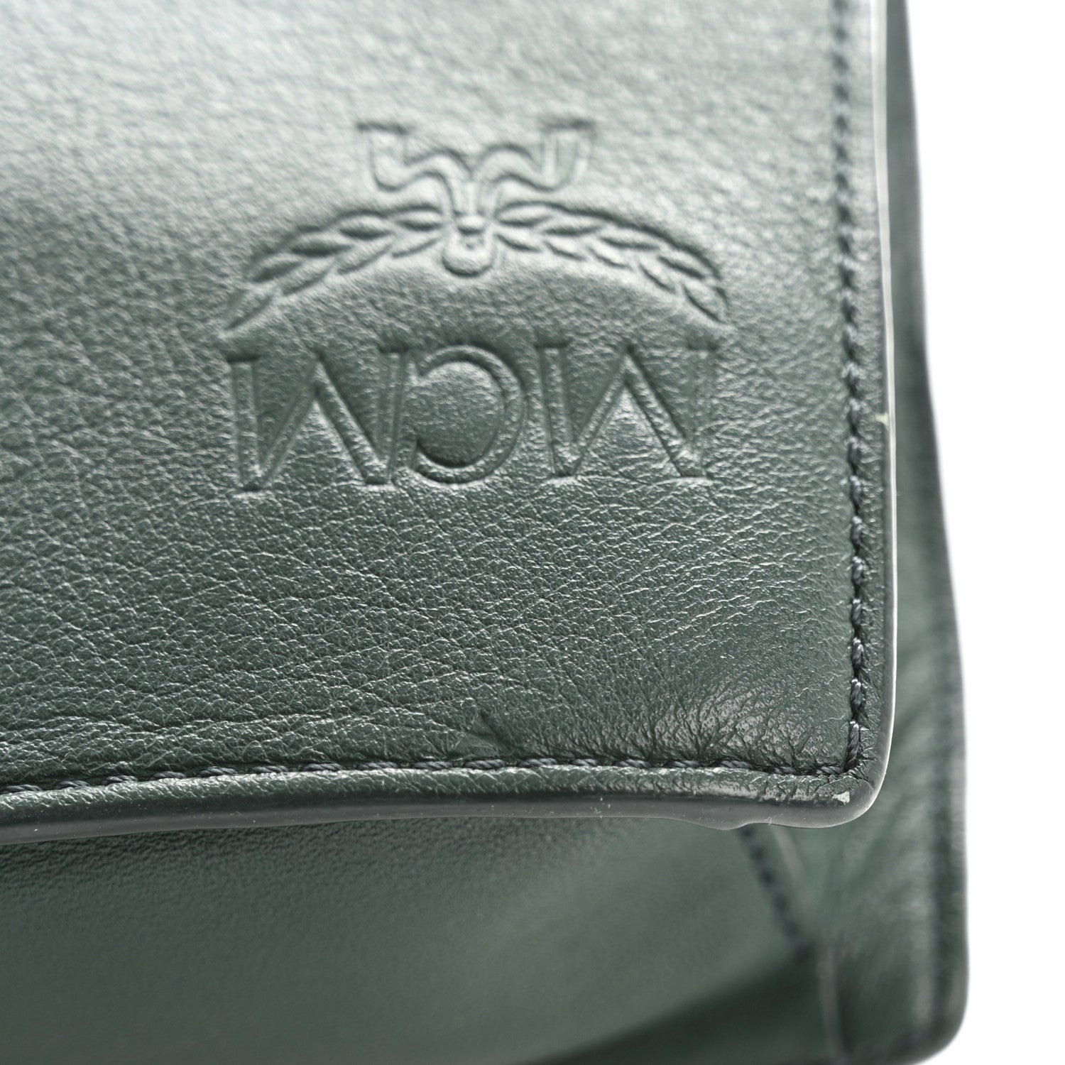 MCM Calfskin Ottomar Wristlet Pouch Forest Green 11 of 13