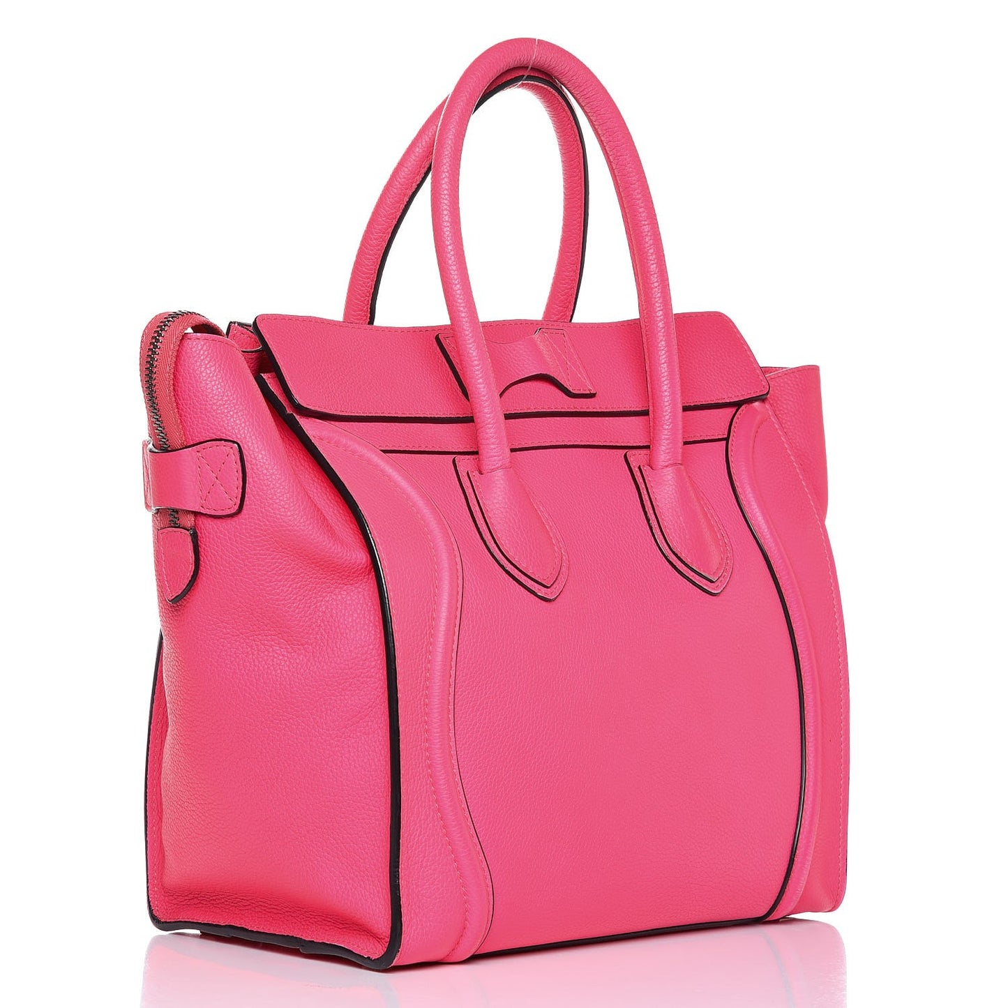 Drummed Calfskin Mini Luggage Fluo Pink