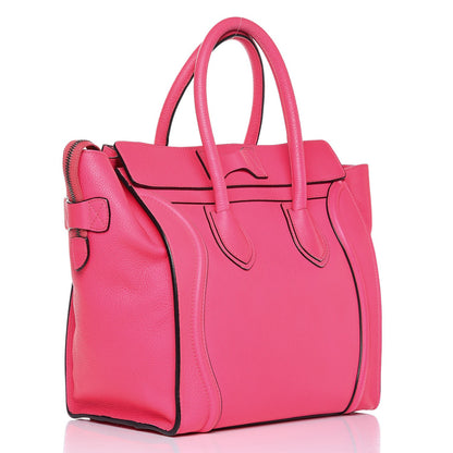 Celine Drummed Calfskin Mini Luggage Fluo Pink 3 of 26